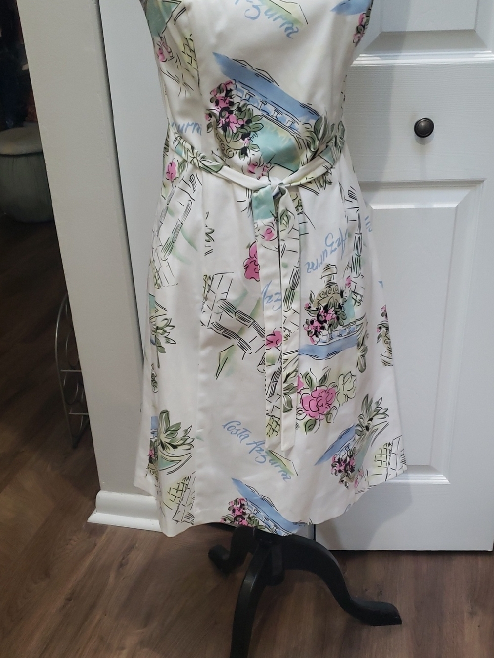 Willi Smith White Dress with Pink and Black Floral Print